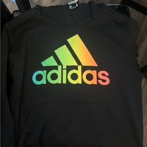 Adidas Black Hoodie with Multicolor Logo
